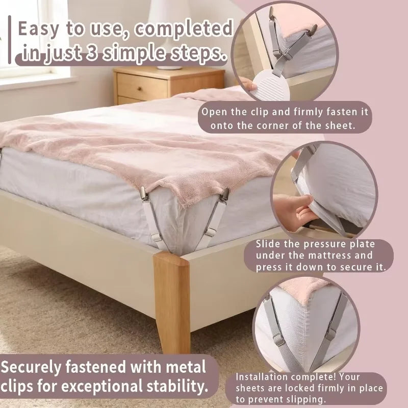 Adjustable Bed Sheet Clips (Set of 4)