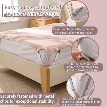 Adjustable Bed Sheet Clips (Set of 4)